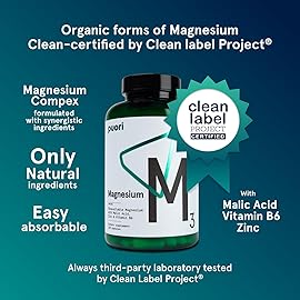 Puori Magnesium Complex Supplement - High Absorption Magnesium Taurinate & Gluconate, Zinc, Vitamin B6 & Malic Acid for Sleep Support, Immune & Bone Health & Muscle Recovery - 120 Vegan Capsules