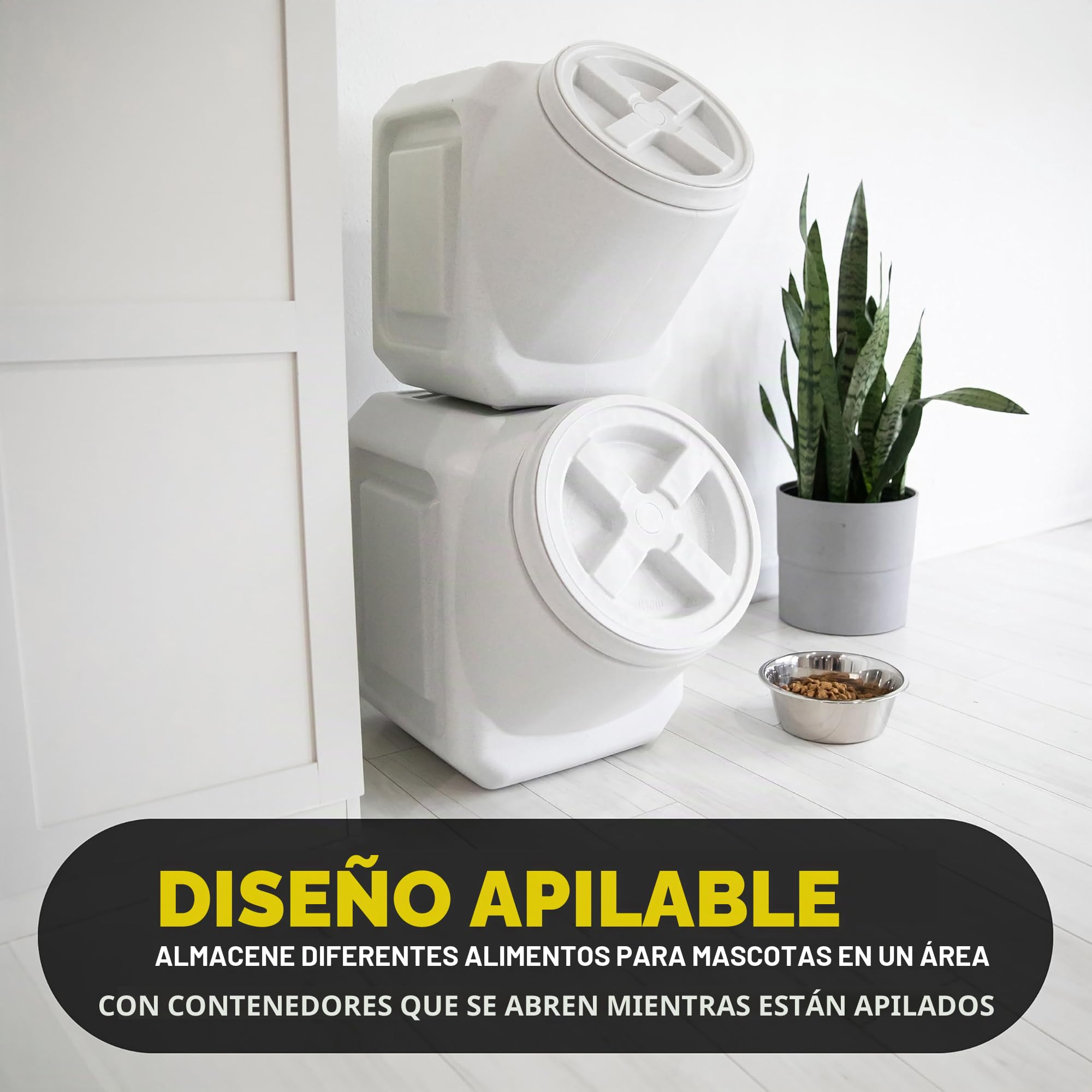 Gamma2 Vittles Vault - Contenedor apilable de almacenamiento de alimentos para perros con tapa hermética, para hasta 40 libras de comida seca para mascotas, para gatos y cachorros, plástico sin BPA,