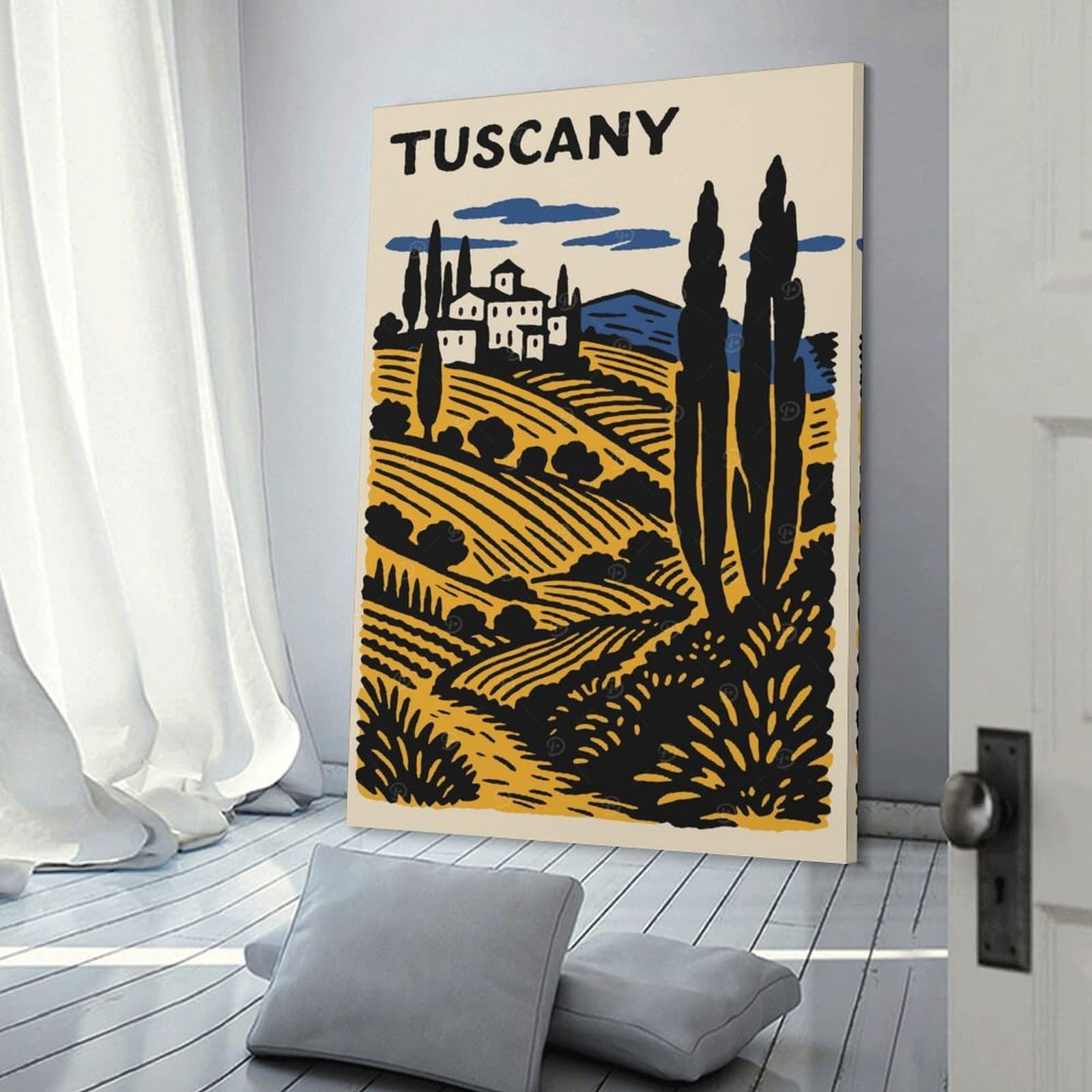 Junmoney Tuscany Landscape Illustration Room Decor Wall Art, 20x30inch(50x75cm), for Home, Office, Studio Or Guest Room, Canvas Wall Art That Fits Changing Layouts