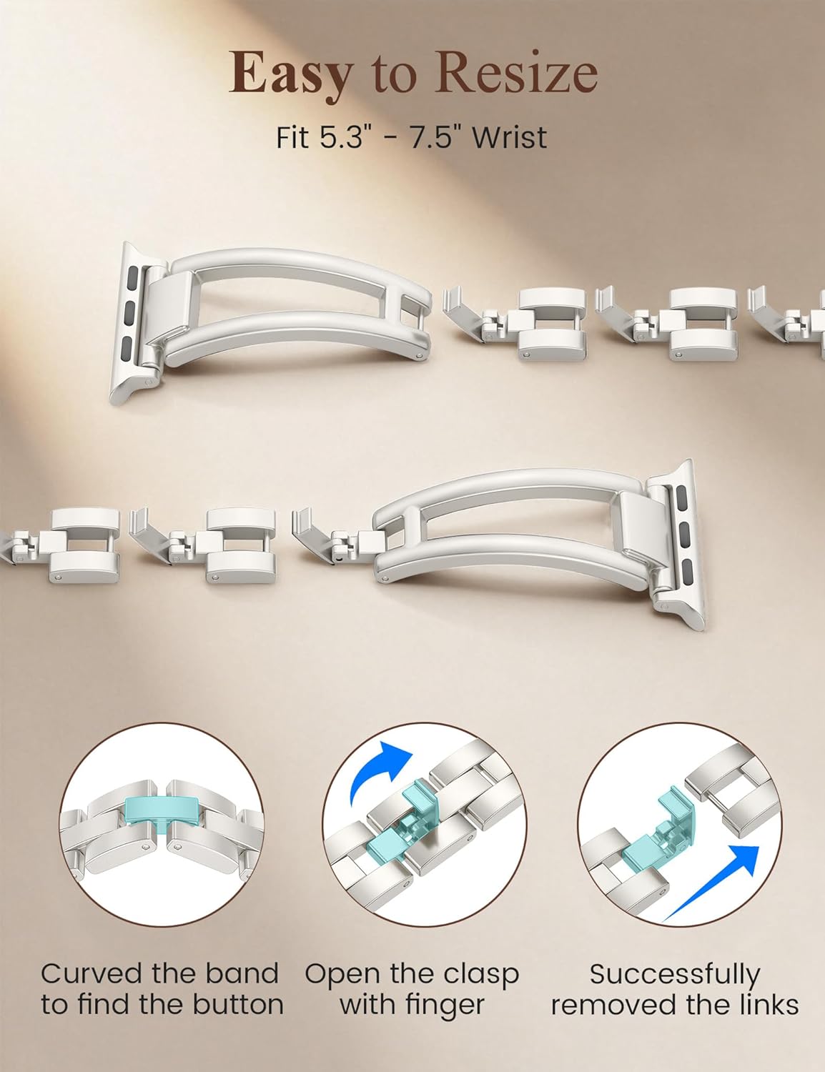 Wearlizer Compatible with Apple Watch Band 42/46/38/40/41/44/45/49mm Women, Dressy Fancy Stainless Steel Metal Strap Pretty Slim Designer Bracelet for iWatch Series 11 10 9 8 7 6 5 4 SE/Ultra 3 2 1