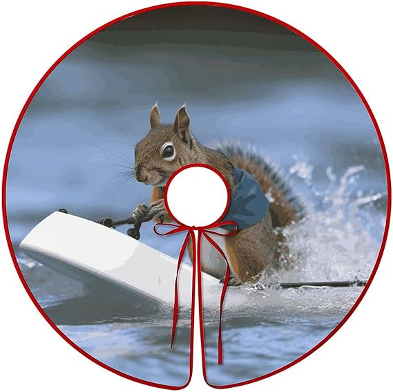 Christmas Tree Skirt 122 cm Water Ski Squirrel Tree Skirt Double Sided