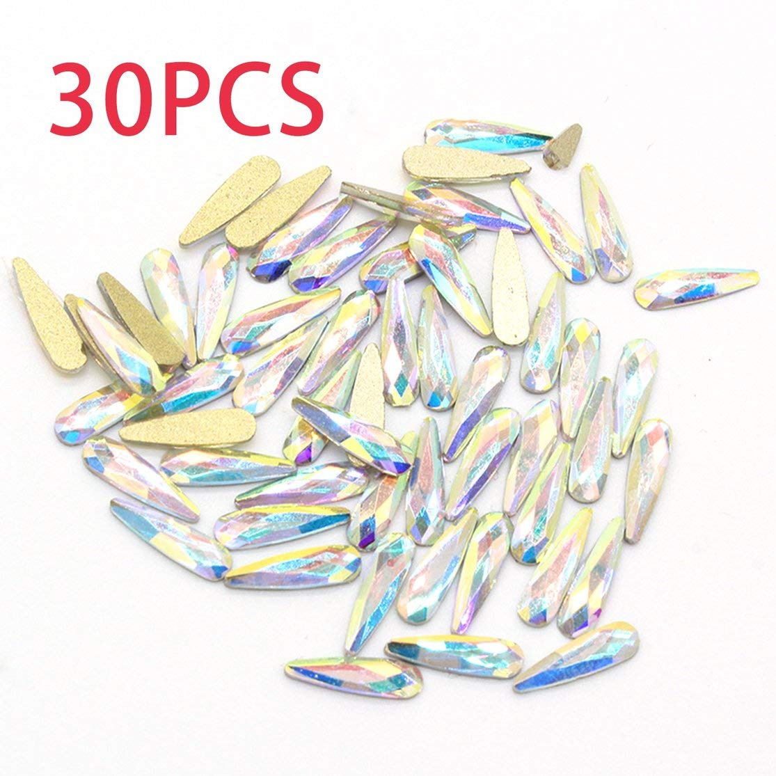 Leoboone Nail Crystals Gems Rhinestones for Nails 3D Nail Art Decorations Flatback Drop Glass Strass Stone Jewelry AB Diamonds DIY