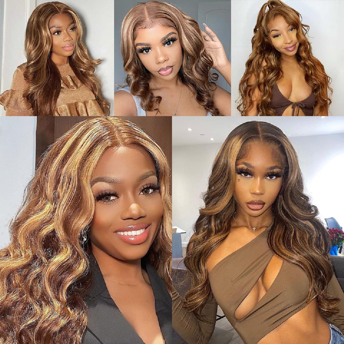 Parrucche Capelli Veri 13x4 Body Wave Human Hair Wig Lace Front Highlight Blonde 32 Inch