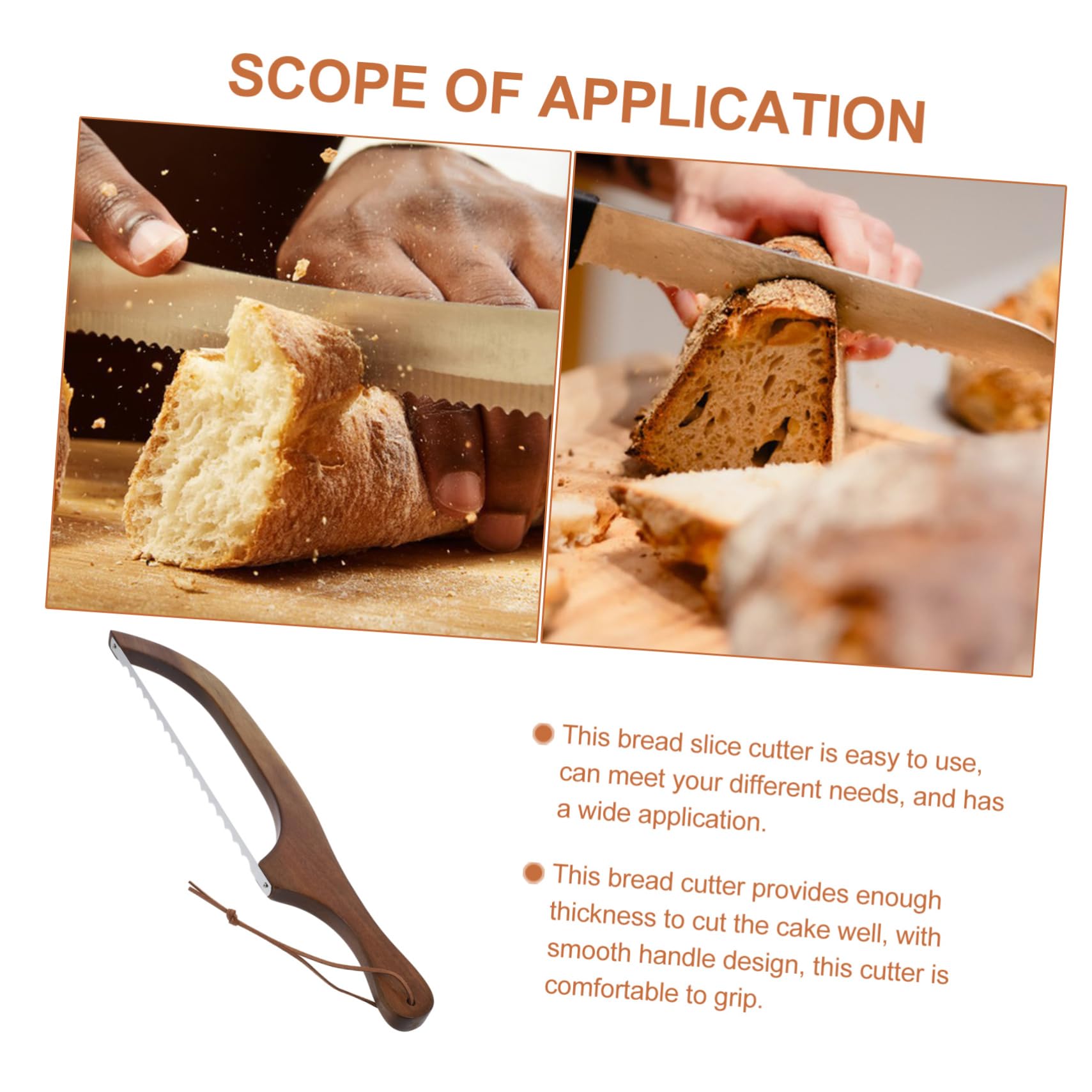 Ciieeo 1Set Wooden Bread Slicer Ergonomic Design Bread Cutter for Sourdough Homemade Bread Kitchen Tool with Comfortable Handle for Bakers and Bakery Supplies