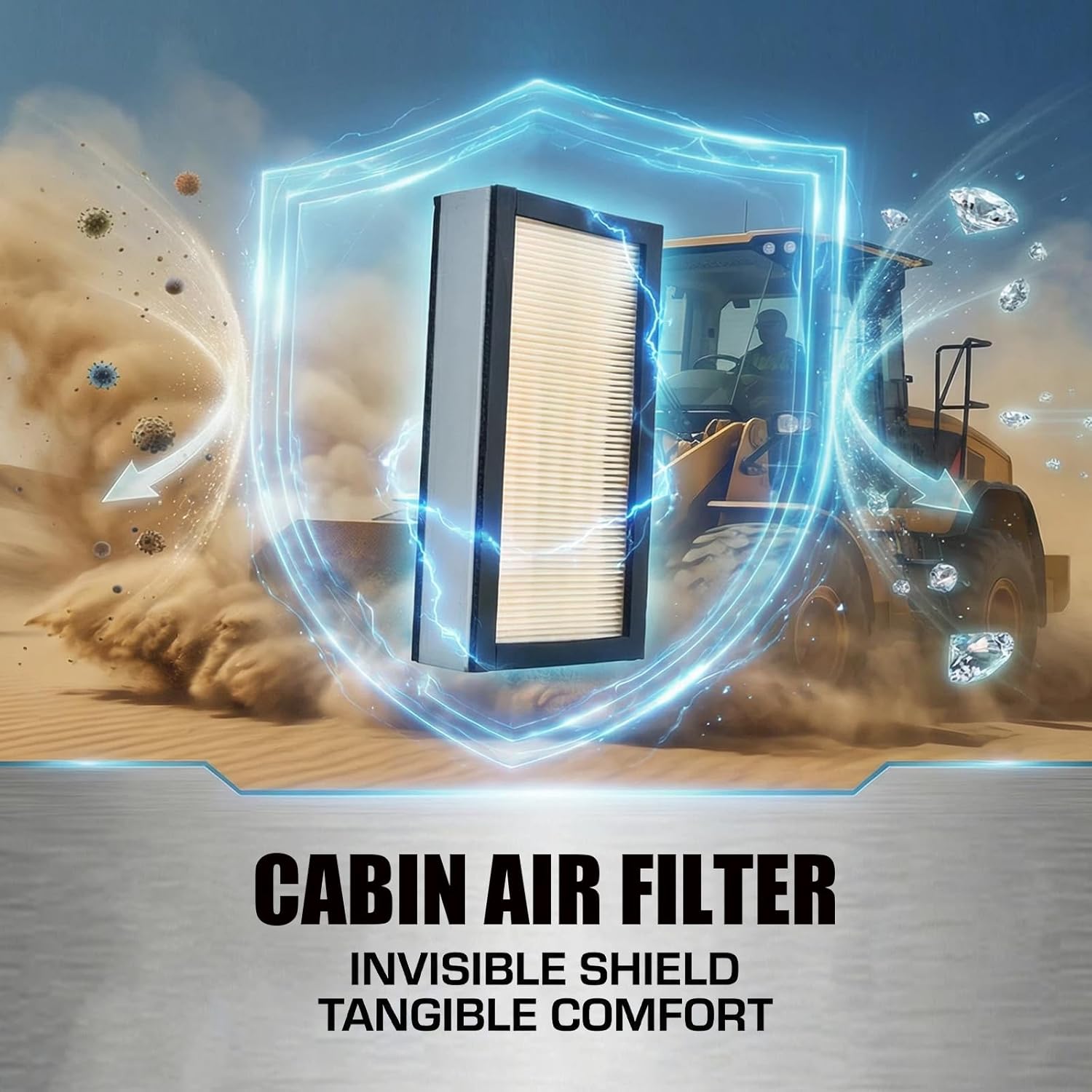 3036658 Cabin Air Filter for Loader, Compatible with Caterpillar Loaders, Replaces PA5738 WP10211 303-6658