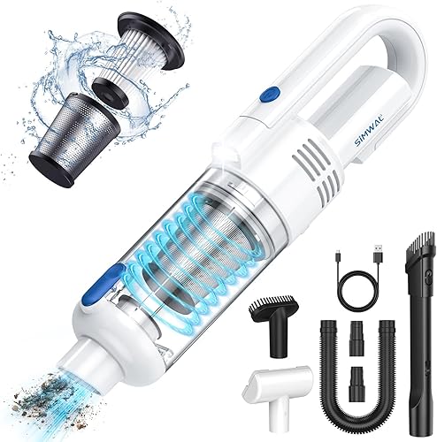 Aspirador de mano sin cable: 9500PA Potente succión portátil ligera aspiradora de mano - Batería de gran capacidad dura larga Mini aspiradora