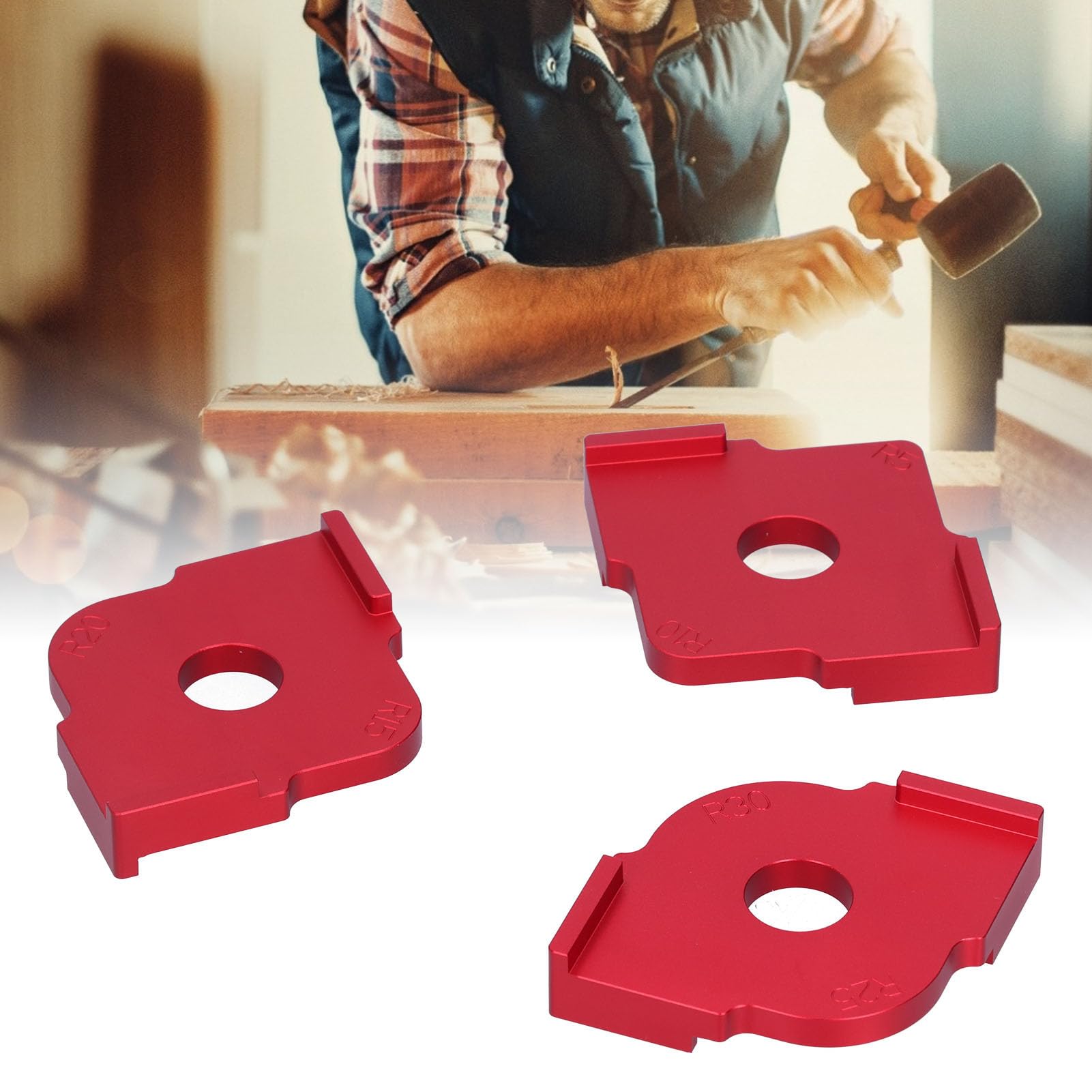 Modello ad angolo rotondo in legno in lega raggio raggio del router router utensile accessorio per carpenterio 3pc rosso per carpentieri
