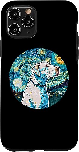 Funda para iPhone 11 Pro Dogo Argentino Noche Estrellada Pintura Perro Mamá Papá Funda para iPhone 11 Pro Dogo Argentino Noche Estrellada Pintura Perro Mamá Papá