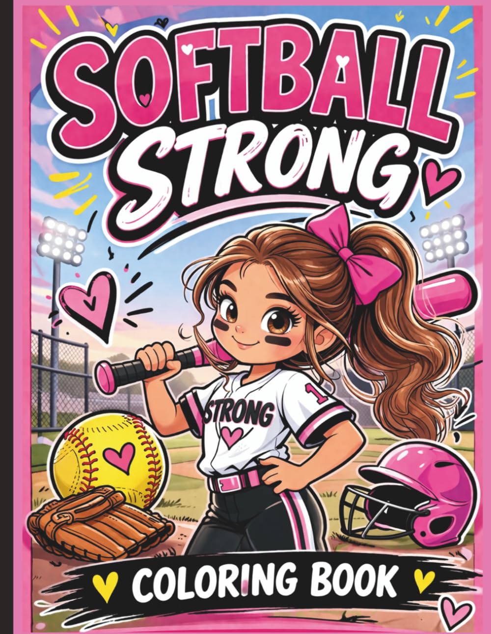 Softball Strong: Softball Strong Coloring Book for Girls: Bold & Easy Softball Coloring Pages for Kids, Young Athletes & Softball Lovers