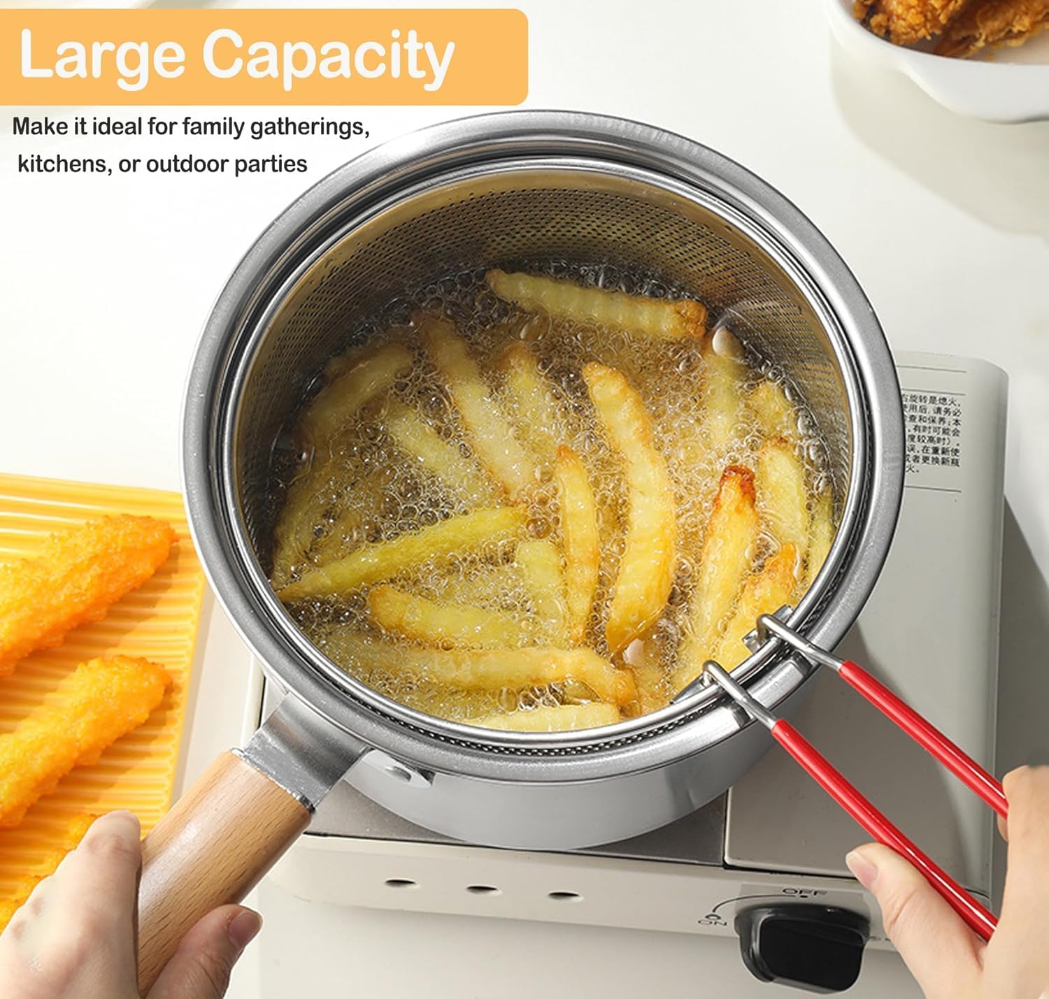 Small Stainless Steel Oil Strainer Pot With Fry Basket, 2.5L Small Capacity Deep Fryer with Lid, Oil Filter Pot,Stove Top Deep Fryer With Basket For Cooking Chicken Wings, Seafood