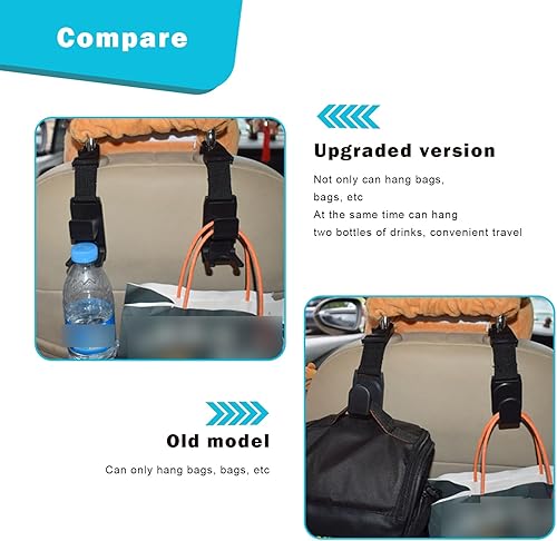 Miniatura 3 de 4 ganchos para reposacabezas de asiento de automóvil, 6.69 x 1.57 x 1.18 pulgadas, ABS, multifuncional, 17.6 lbs, gancho para botella de bebidas,