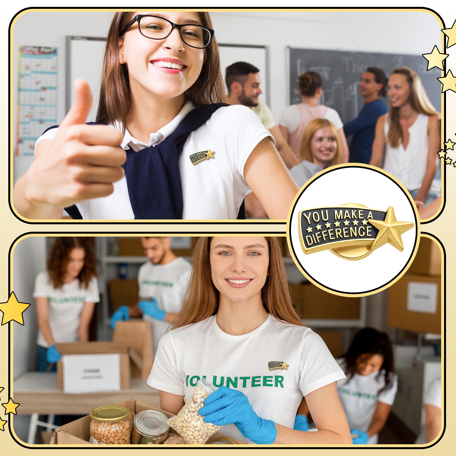 Suncalla Anstecknadeln für Mitarbeiter des Monats, mit englischer Aufschrift "You Make a Difference", Anstecknadeln, Anstecknadeln für Mitarbeiter des Monats, 60 Stück