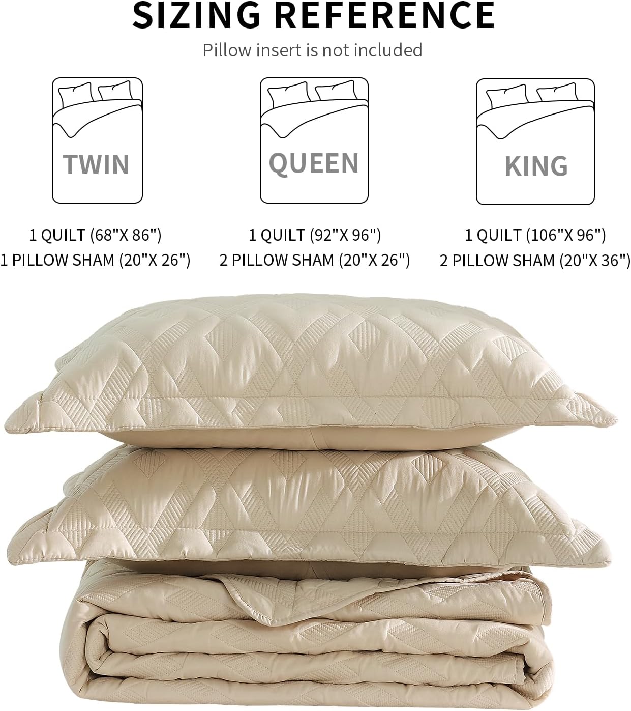 BOV Beige Quilt Queen Size 92x96 – Quilted Lightweight Comforter, Cooling Summer Bedspread, Decorative Bedding Set