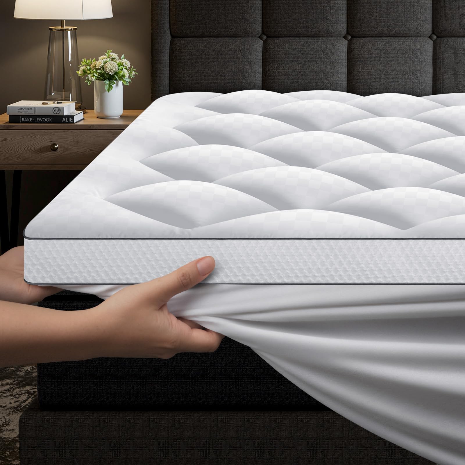 Autsel Matratzentopper mit Memory Foam Partikel 140x200cm, 1000gsm Ultraweich Matratzen Topper mit 4 Anti-Rutsch-Ecklaschen, Premium Matratzenauflage Hypoallergene, Maschinenwaschbar Microfaser Topper