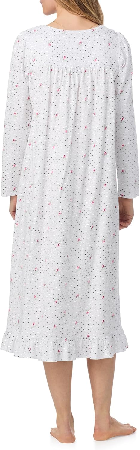Eileen West womens Cotton Peached Jersey Knit 48" Long Long Sleeve Nightgown