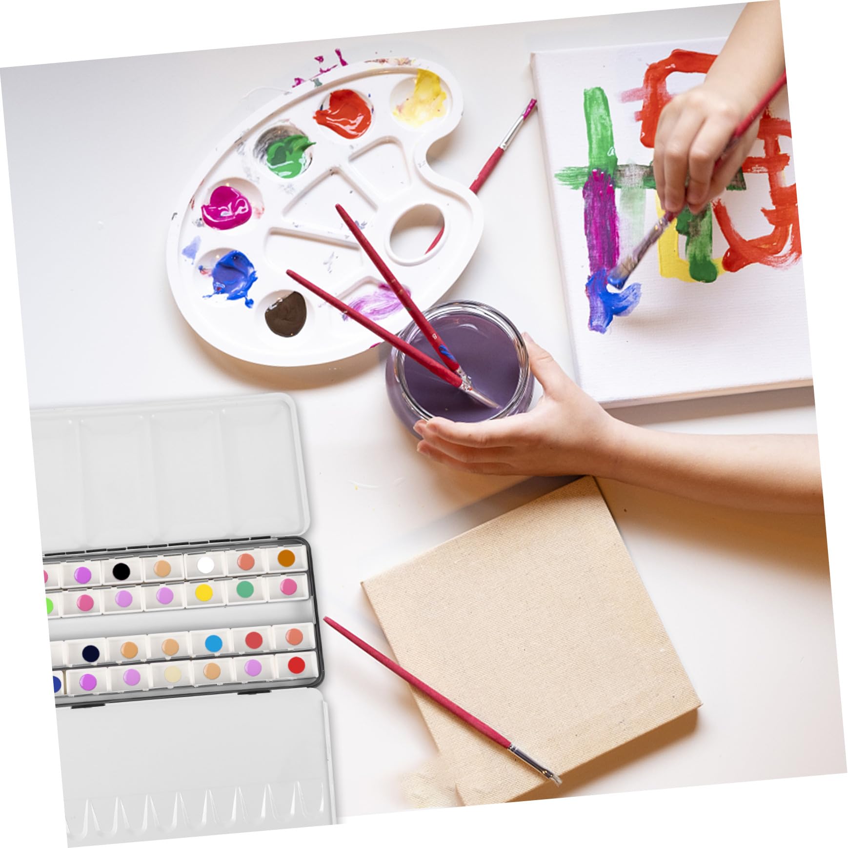 Boîte Métallique Aquarelle Vide avec Compartiments Étui Robuste pour Peinture Godets Rangement Pratique pour Pigments et Fournitures Artistiques