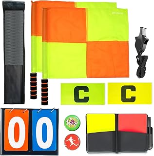 8-in-1 Soccer Referee Kit: Flags, Whistle, Cards, Armbands