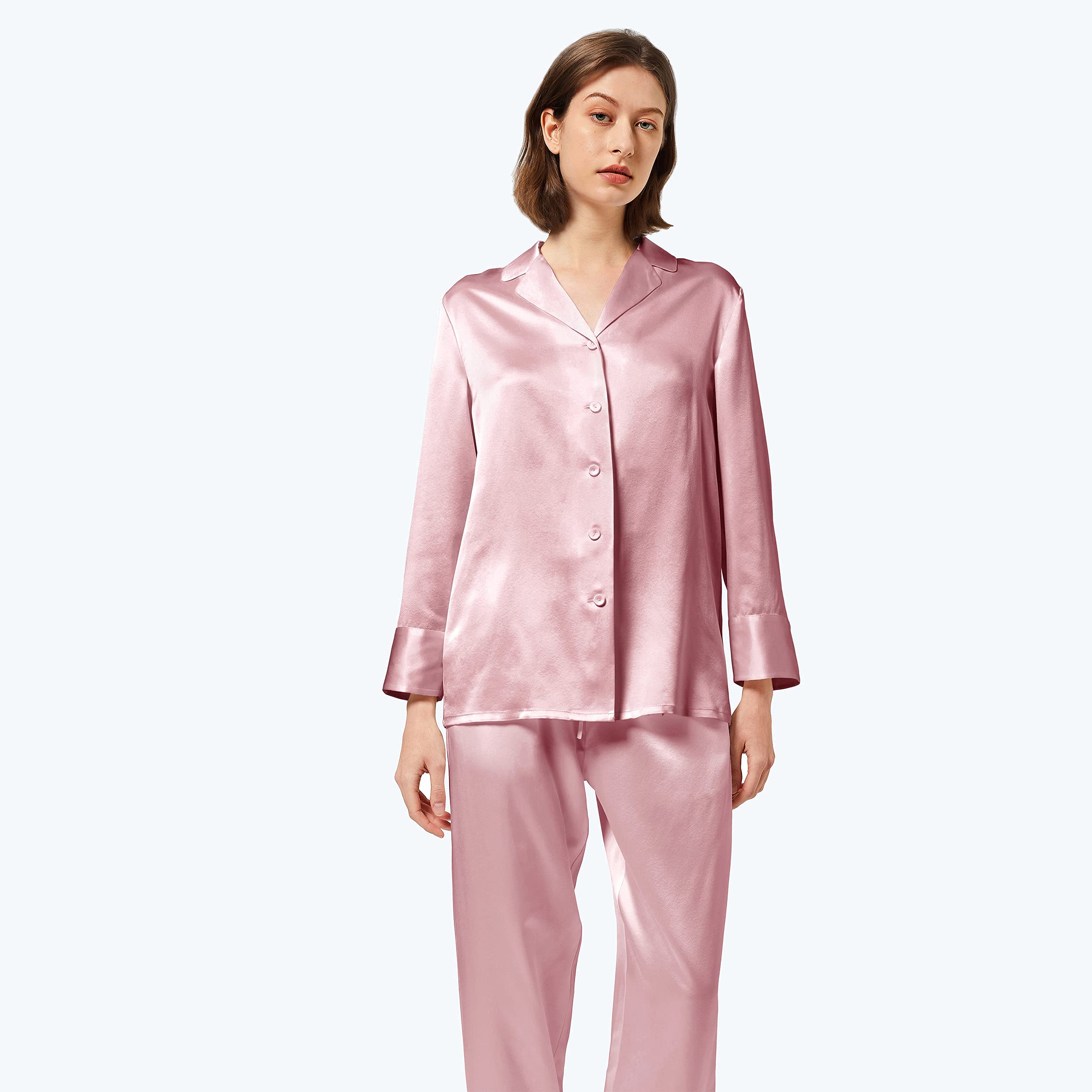 Mommesilk Seide Pyjama Damen Maulbeerseide Schlafanzug 2pc Set Nachtwäsche Homewear Damenpyjama Mädchen Reise aus Echte 19 Momme Seiden