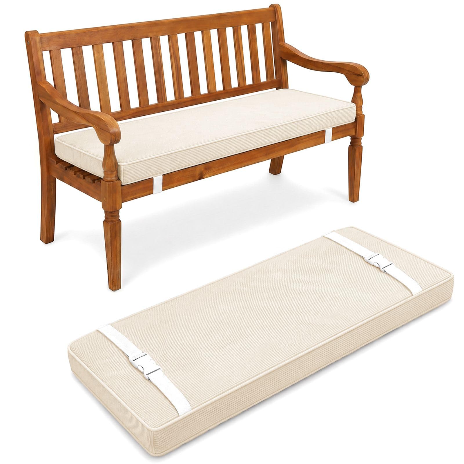 Aocase Corduroy Bench Seat Cushions 2/3/4 seater Garden Bench Cushion Indoor/Outdoor