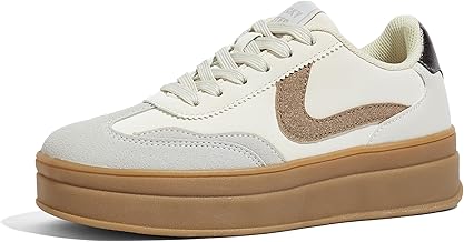 LUCKY STEP Women's Platform Fashion Sneakers Retro Casual Comfortable Walking Shoes Thick Sole Stylish Classic Tennis Trainers