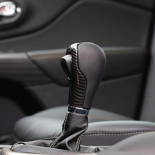 Vista 12 de JeCar Pomo de palanca de cambios de coche, accesorios interiores para Jeep Cherokee 2014-2018 (rojo)