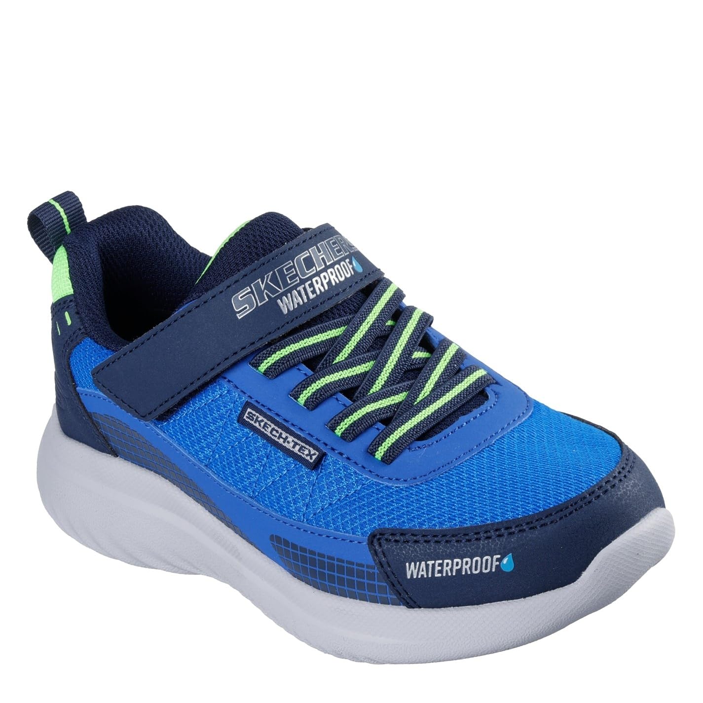 Skechers Boy's Bounder 2.0 Aqua Pace Sneakers, Navy & Blue Synthetic/Textile/Lime Trim, 1 UK Child