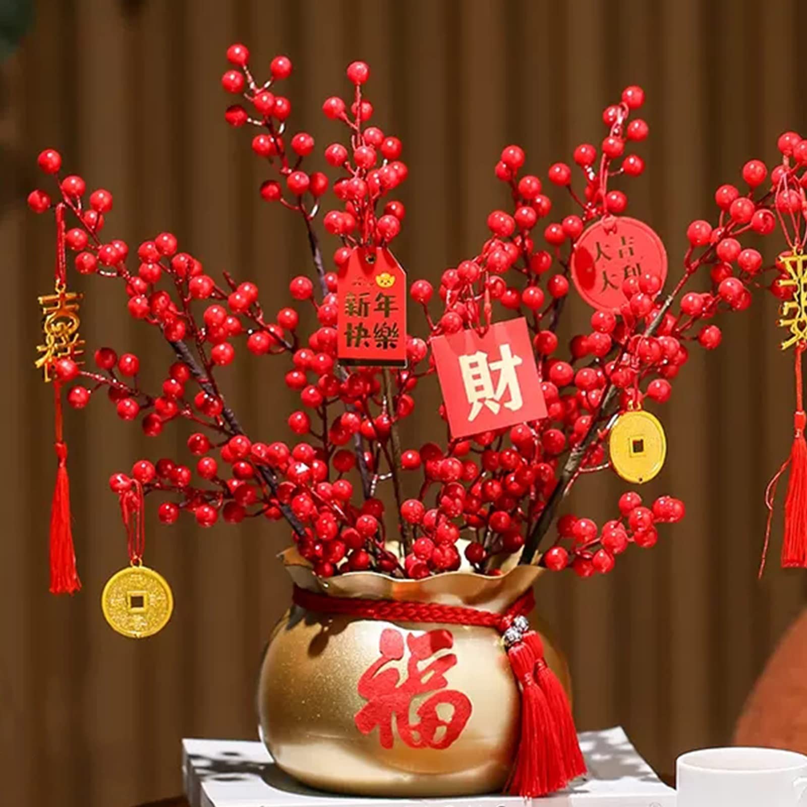 Amazon.co.jp: 正月飾り 樹脂飾り 福の字 ペンダント 赤色 吊り下げ