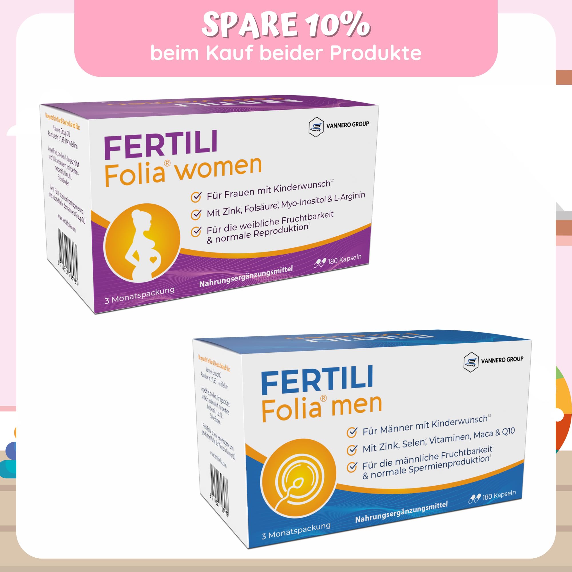180 Kinderwunsch Tabletten Frau - 20 Mikronährstoffe darunter Schwangerschafts-Vitamine wie 880µg Folsäure Kinderwunsch Vitamine Frau + 500mg Myo Inositol - 3 MONATSPACKUNG - FERTILI Folia® women