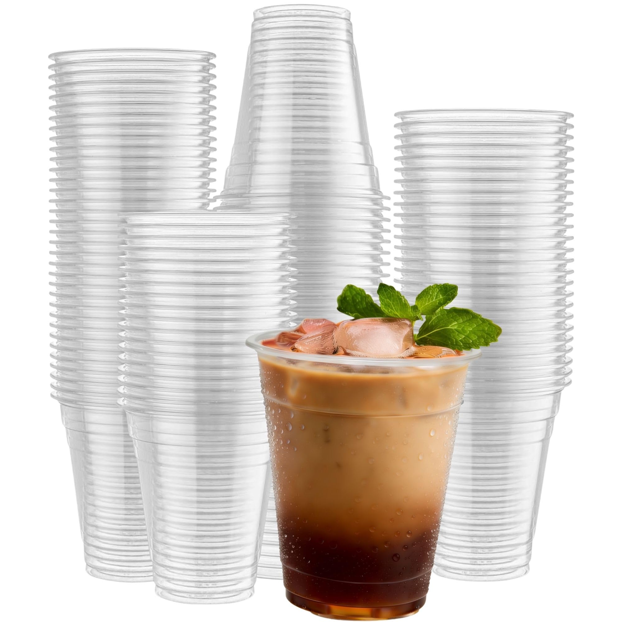 Artsotroly 50 Pack 12 oz Clear Plastic Cups, 12oz Clear Disposable Punch Cups Wine Glasses, Sturdy Recylable Small Drinking Cup for Wedding Party, Cocktail Cup, Plastic Tumblers for Cold Drinks