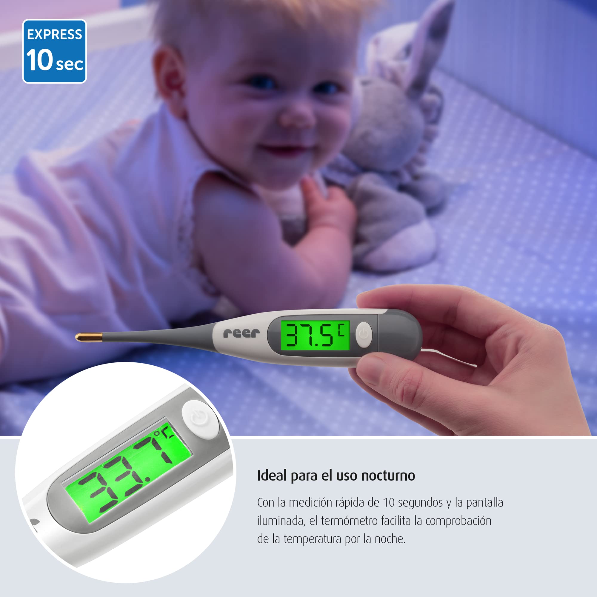 Reer Expresstemp Pro - Termómetro Digital Para Niños, Blanco, color Blanco