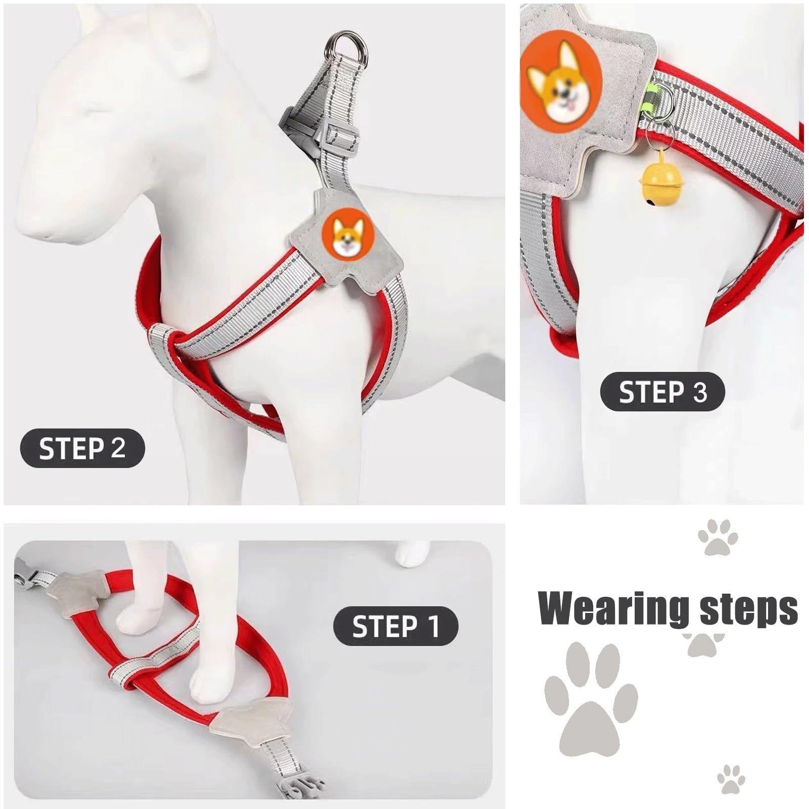 Arnés Antitirones para Perros, Ajustable En Pecho Y Espalda, con Tiras Reflectantes, Transpirable | Adecuado para El Adiestramiento Y Paseo De Perros Pequeños Y Medianos(Blue,S)