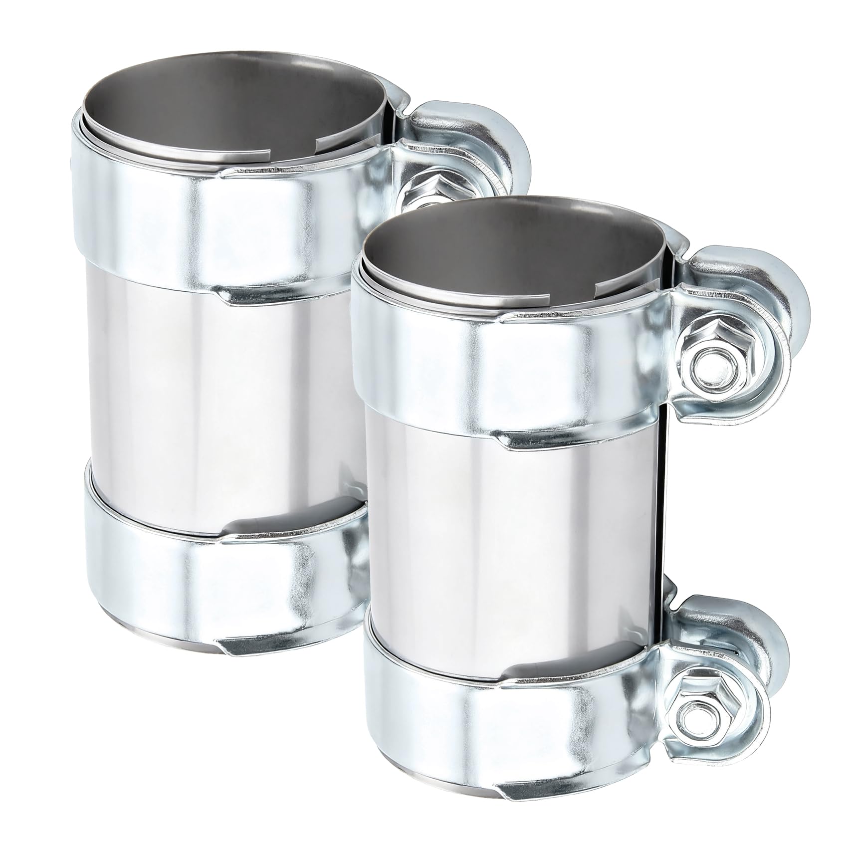 DOCAS 2 pezzi Ø 64 mm x 125 mm lunghezza Morsetto per tubo di scarico, morsetti di scarico con doppio morsetto inossidabile universale per auto (stile 2)