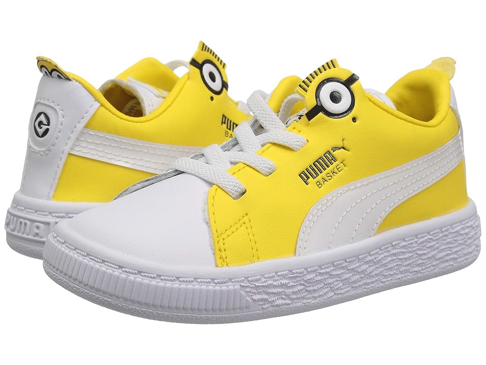 

Puma Kids Minions Basket BS AC (Toddler) (Puma White/Puma Black/Dandelion) Kid's Shoes, Yellow