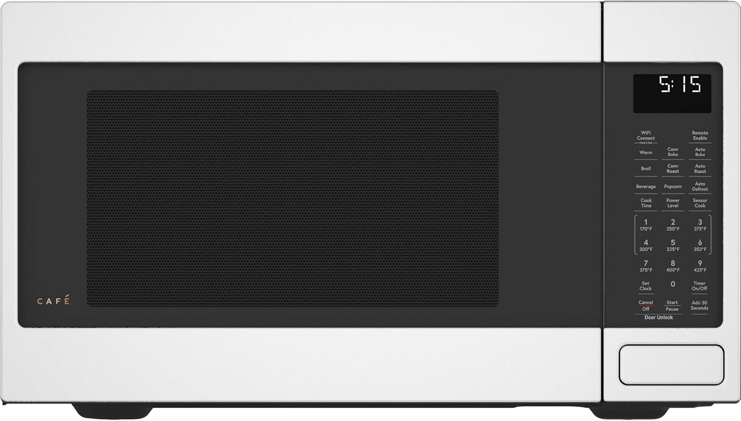Café ‎CCWK15C1WWM Countertop Convection Microwave Oven with Child Lock Technology, Broil, Auto-Cook, Roast, Defrost, Warm, Scan-to-Cook WiFi-Connectivity, 1000 Watts, 1.5 Cu. Ft, Matte White