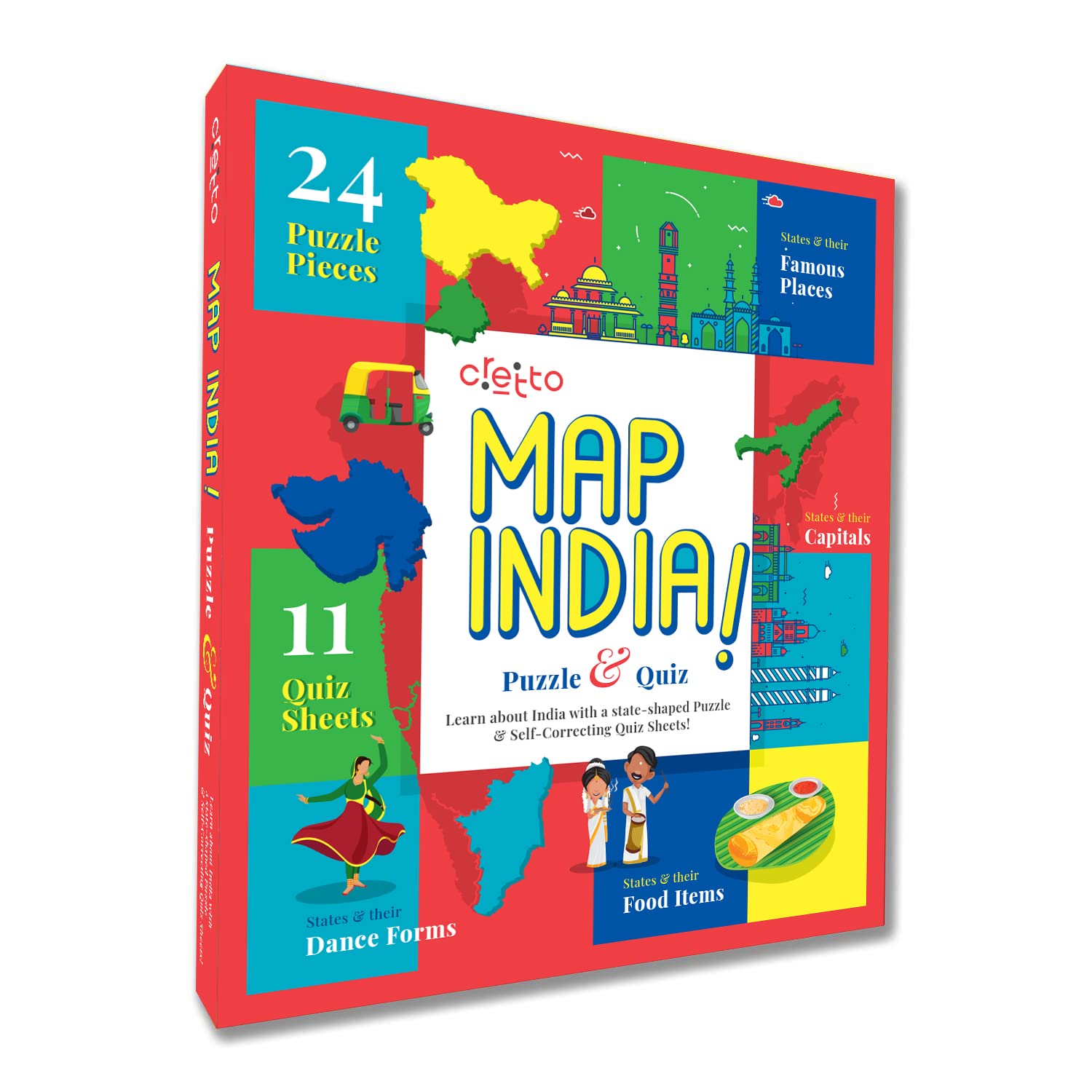 Cretto India Map Puzzle with 11 Interactive Quiz Sheets - Educational & Learning Toys for Kids, Maps, 5+ Years, States & Capitals, for Boys & Girls, Educational Gift, Jigsaw Puzzle (B0BWTZ15KG) Amazon Price History, Amazon Price Tracker