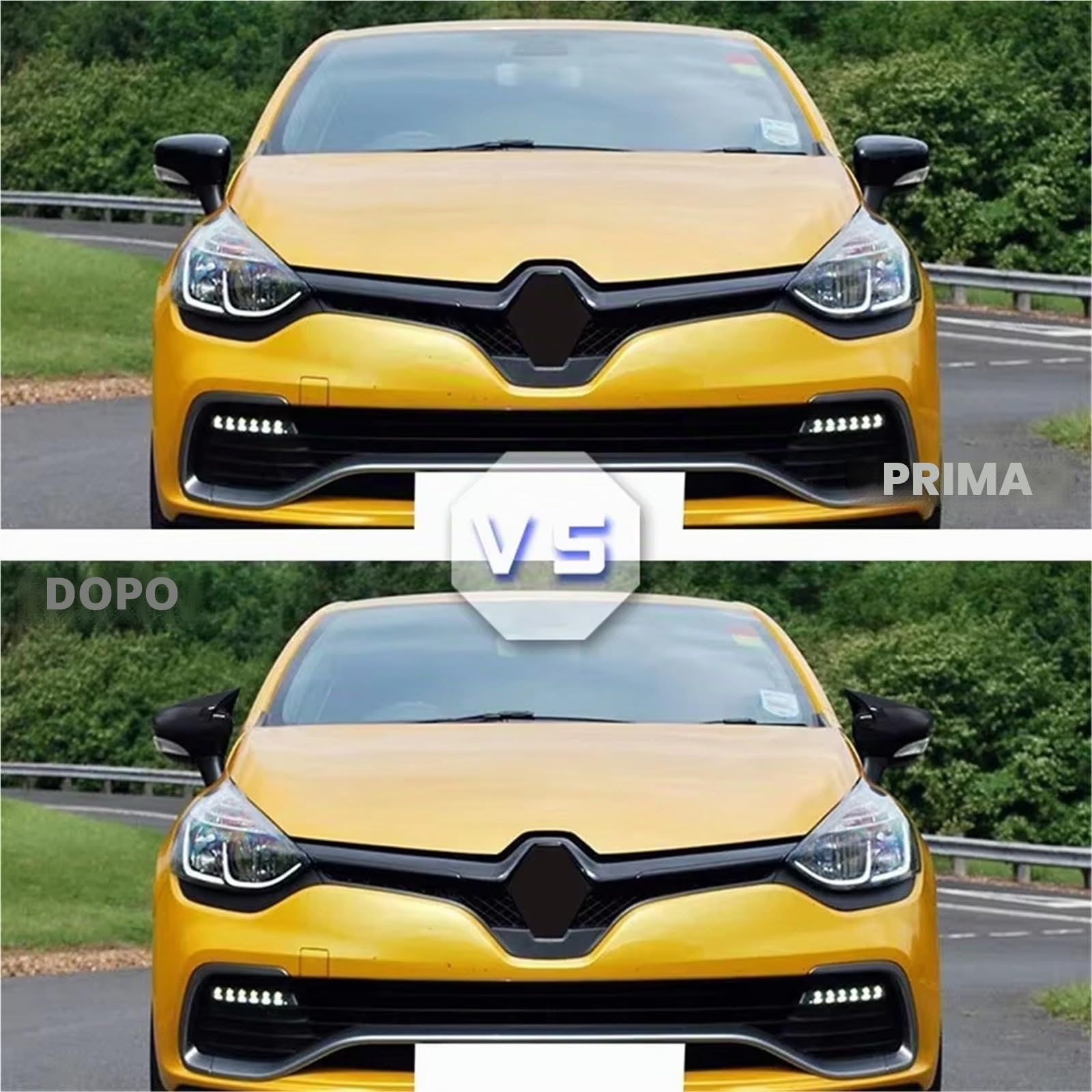 Alloggiamento retrovisore Copri Specchietto Laterale Bat Per Clio 4 IV 2012-2020 Accessori Auto RS GT Nero Lucido Tuning Bat Design Calotte Specchietto(Carbon fiber pattern)