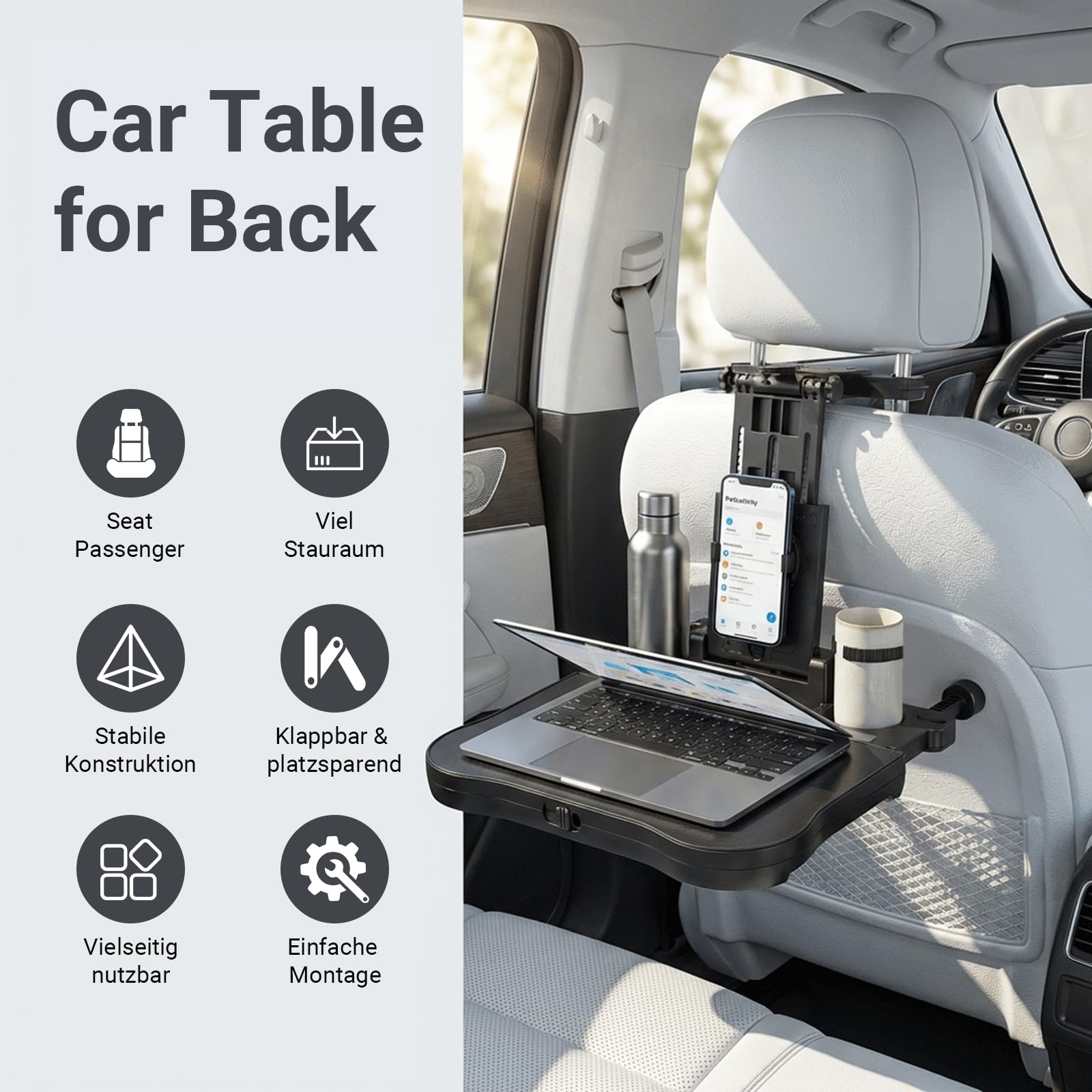Auto Tisch für Rücksitz Beifahrer,Multifunktionaler Esstisch & Laptophalter