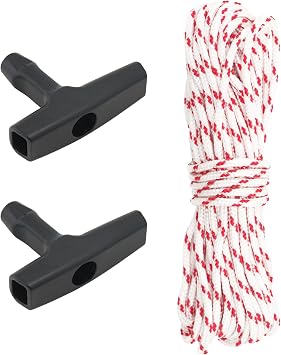 KINGLAKE Pull Cord Rope 3.5mm,32.8ft Pull Start Cord Recoil Starter Rope with 2 Starter Handle,Universal Pull Cord Replacement Lawn Mower Pull Cords for Chainsaw,Lawn Mower,Trimmer Engine