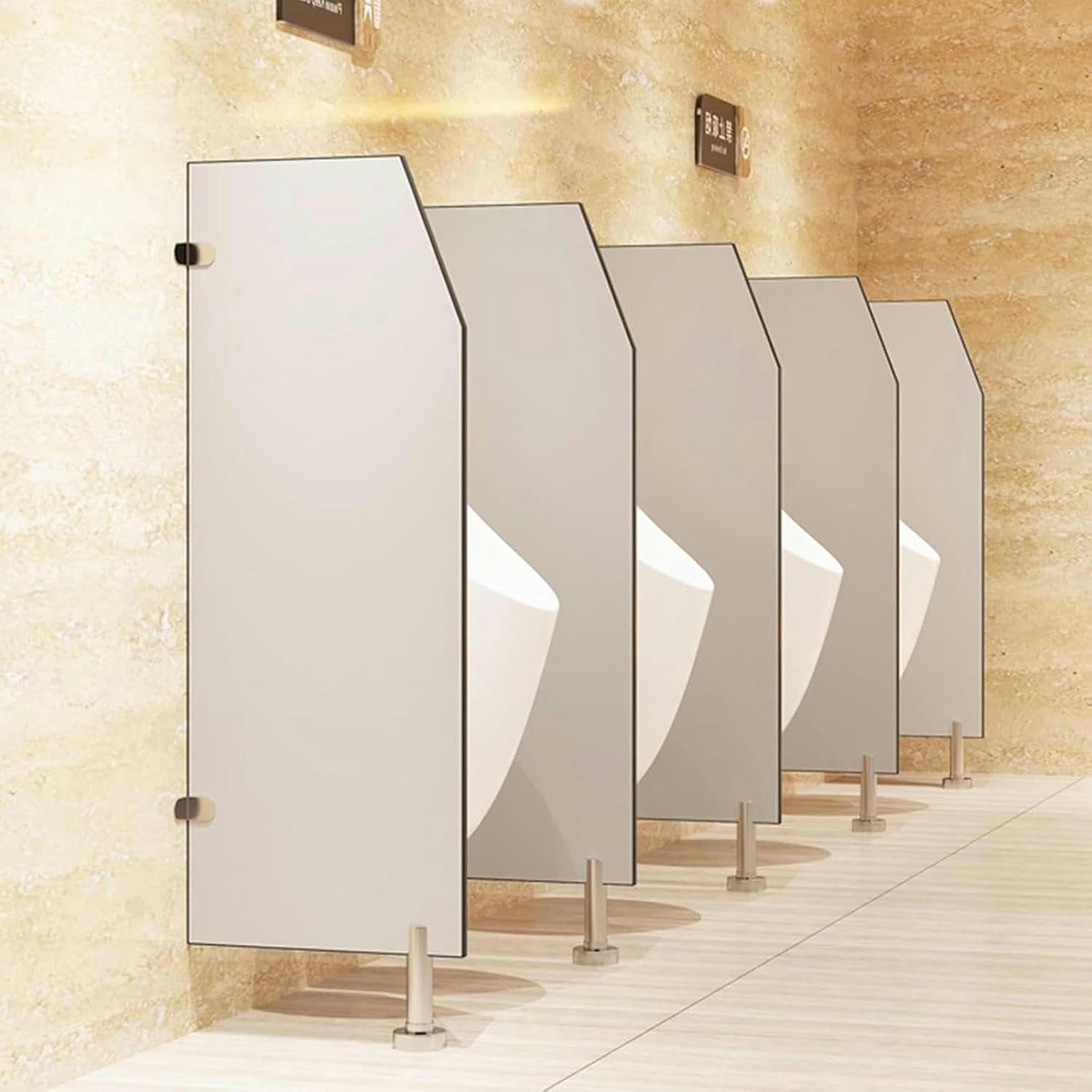 Partition de division murale haut de gamme pour urinoir avec fixations durables en inox