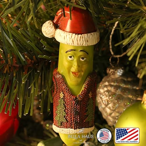 Miniatura 3 de Jolly Pickle - Adorno festivo para árbol de Navidad, figura de resina de 4 pulgadas, decoración navideña, regalo divertido ideal para intercambio de