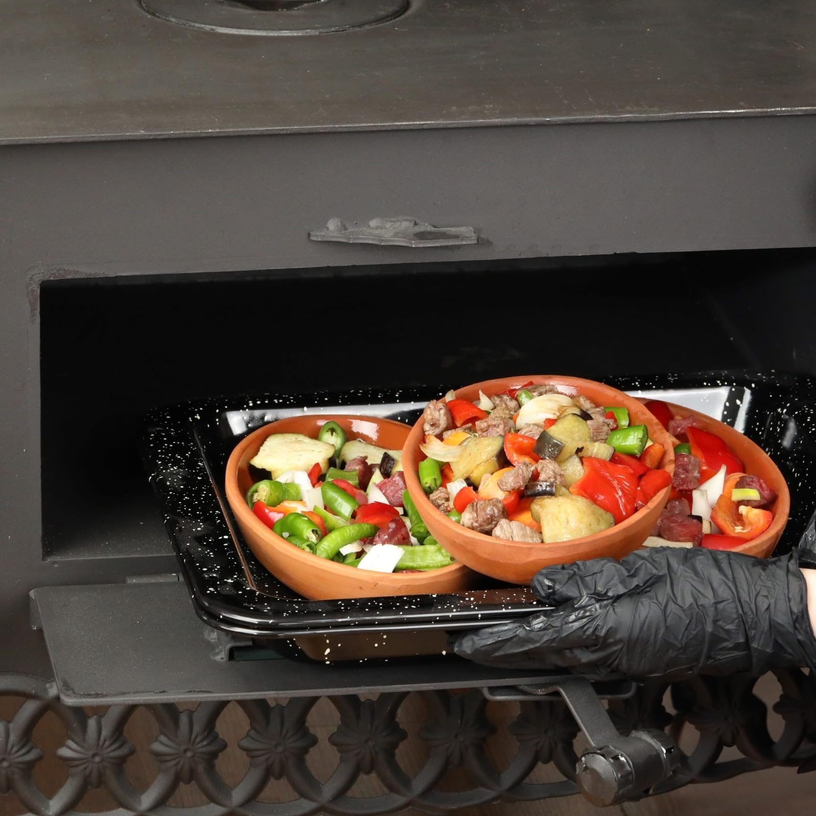Areste Juego de cocina de terracota, ollas de arcilla mexicana antiadherentes, aptas para horno y lavavajillas, marrón, 1 pulgada
