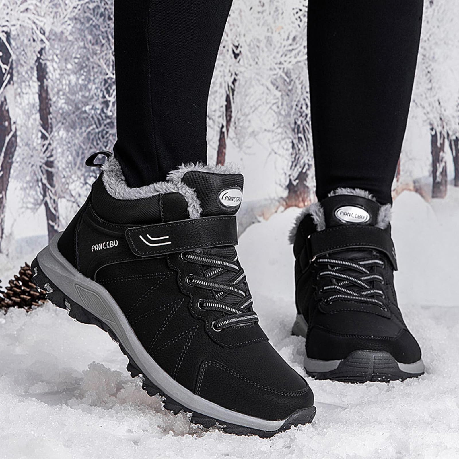 Stivali da Neve Donna Invernali Stivali Caldi Stivaletti da Escursionismo Antiscivolo Scarpe da Trekking Outdoor Impermeabili