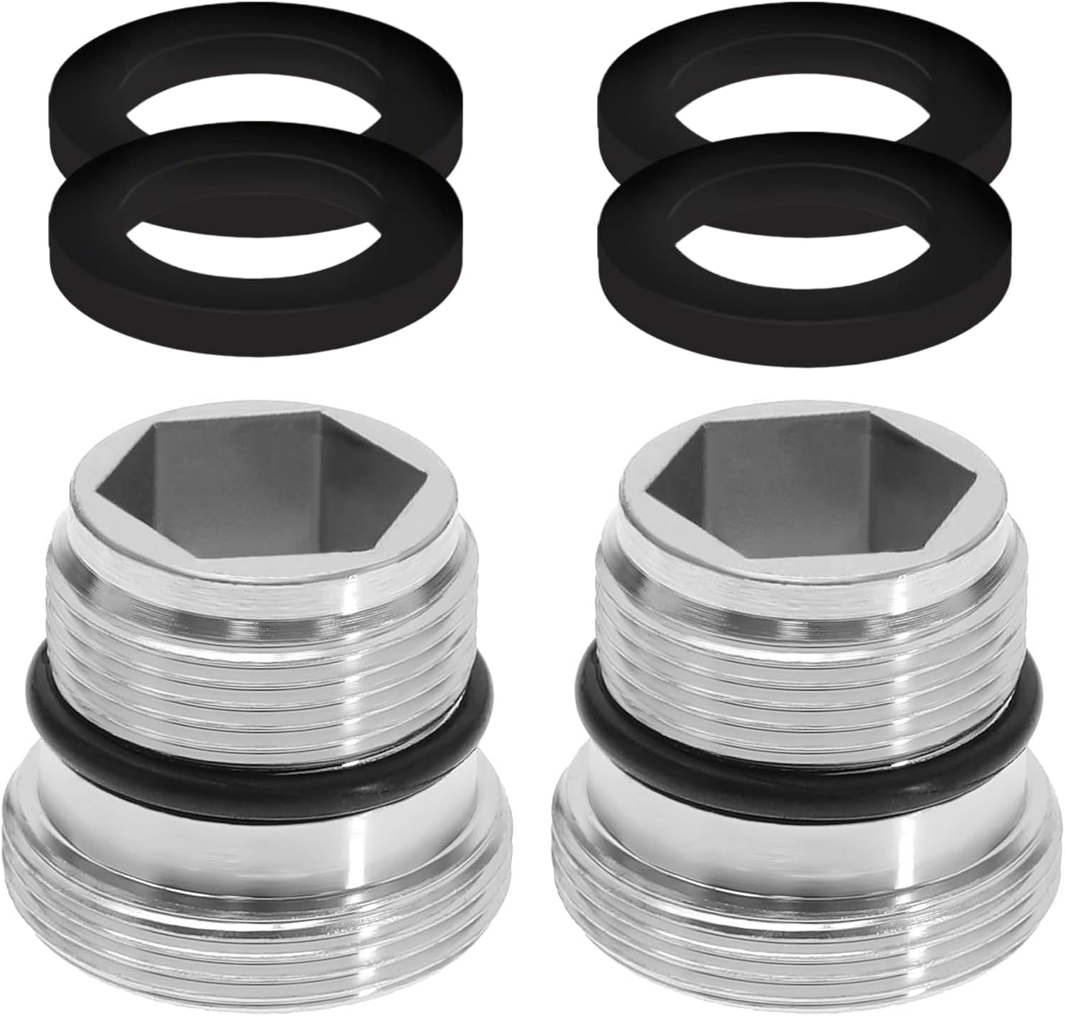 Confezione da 1 adattatore per rubinetto, M18 a M22 con guarnizione in gomma nera Adattatore per rubinetto in metall