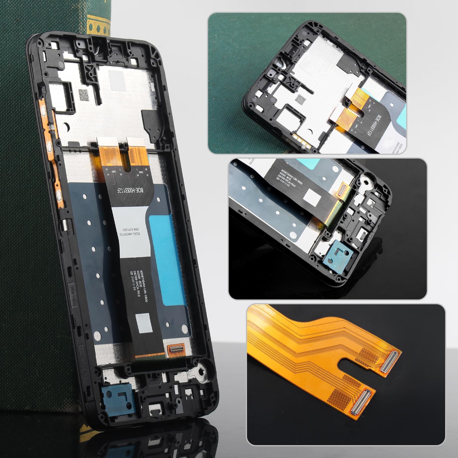 6.7'' Noir Kit Écran LCD avec Châssis pour Samsung Galaxy A05s SM-A057G SM-A057F SM-A057M Écran Complet Tactile LCD Display de Rechange et Outils + Verre trempé