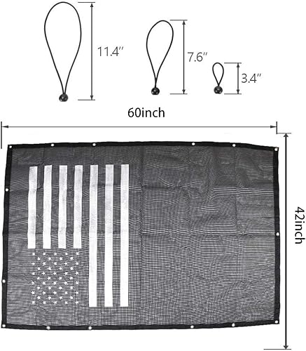 Miniatura 3 de Parasol de malla con bandera estadounidense para Jeep Wrangler JL JLU de 4 puertas 2018-2021