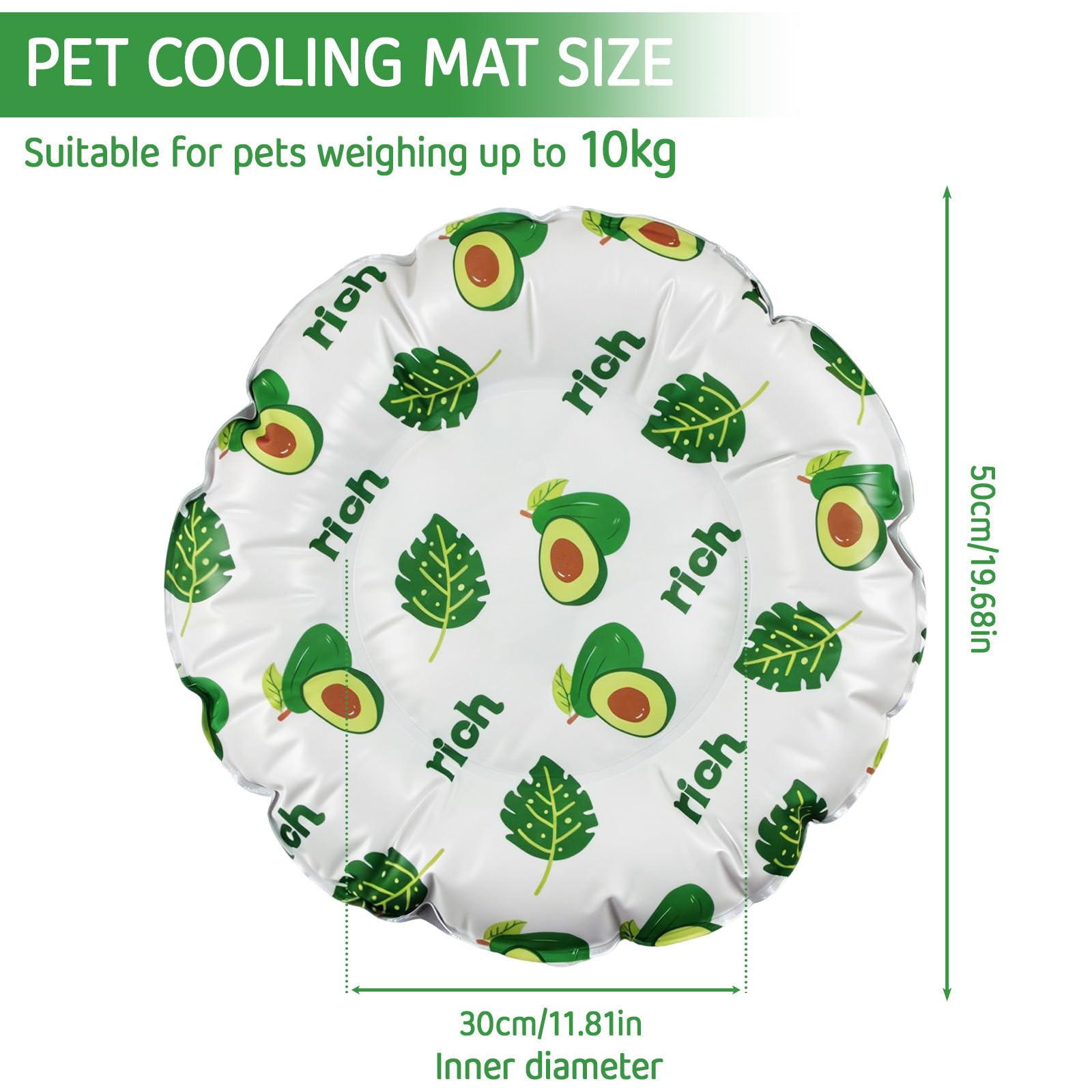 Tappetino Refrigerante Cani, 55 cm, Rotondo Tappetino Rinfrescante Cani, Gatti Tappeto Raffreddamento, Rotondo Tappeto Refrigerante Gatto,Cuscino Rinfrescante Cane e Gatti (Verde)