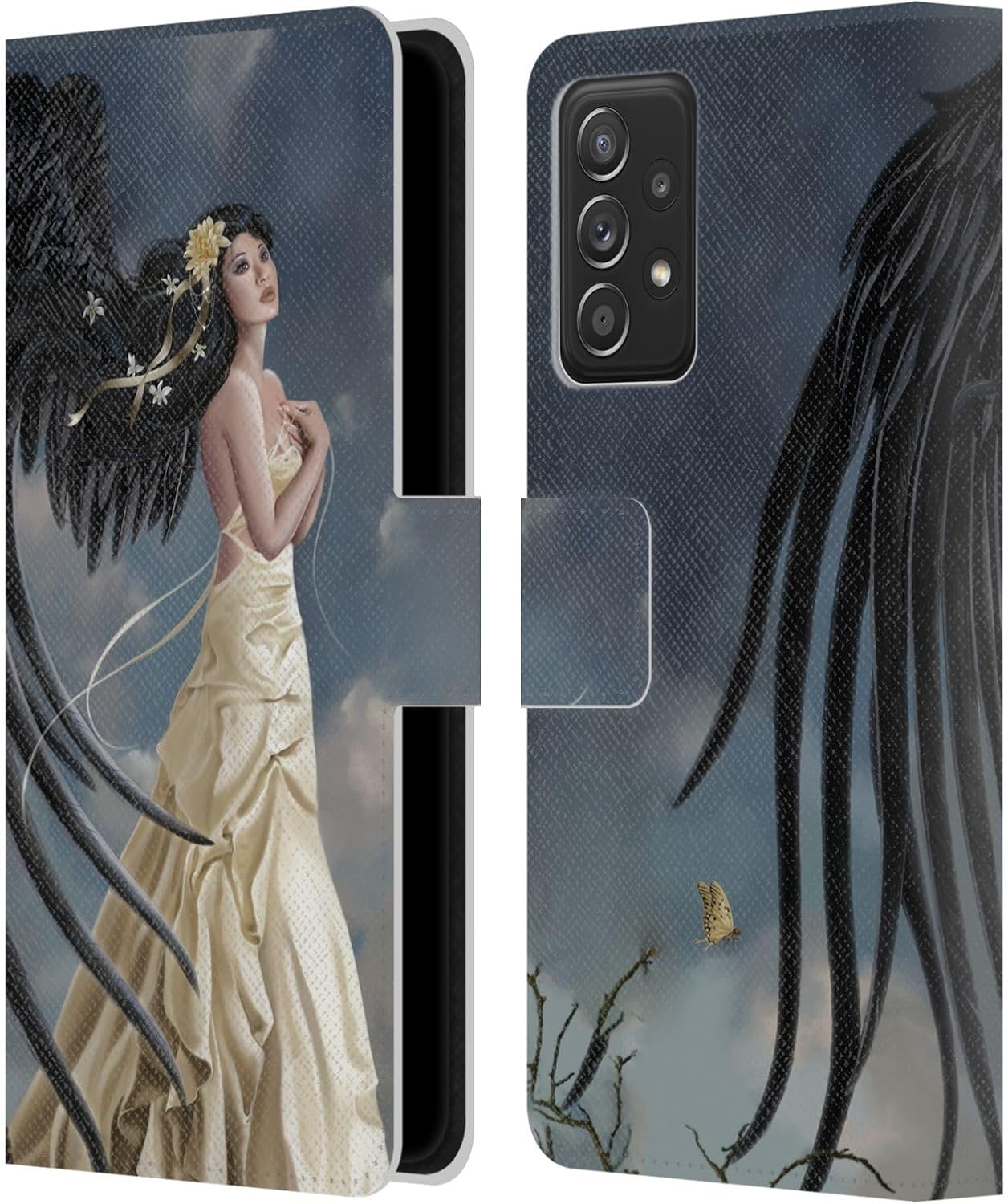 Head Case Designs Officially Licensed Nene Thomas Liriel Fairy Portrait Gothic Leather Wallet Case Compatible with Galaxy A52 / A52s / 5G (2021)