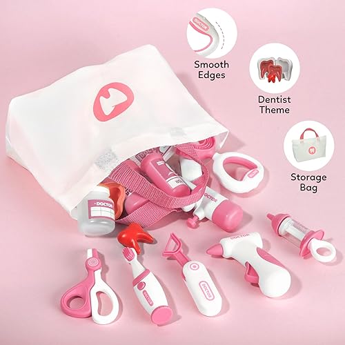 Miniatura 3 de Liberry Kit de médico de juguete para niños pequeños de 3, 4, 5 años, juego de 22 piezas para dentistas con bolsa médica y herramientas dentales,