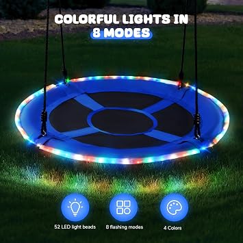Trekassy 40 Saucer Tree Swing with LED Lights, 700LBS Heavy Duty
