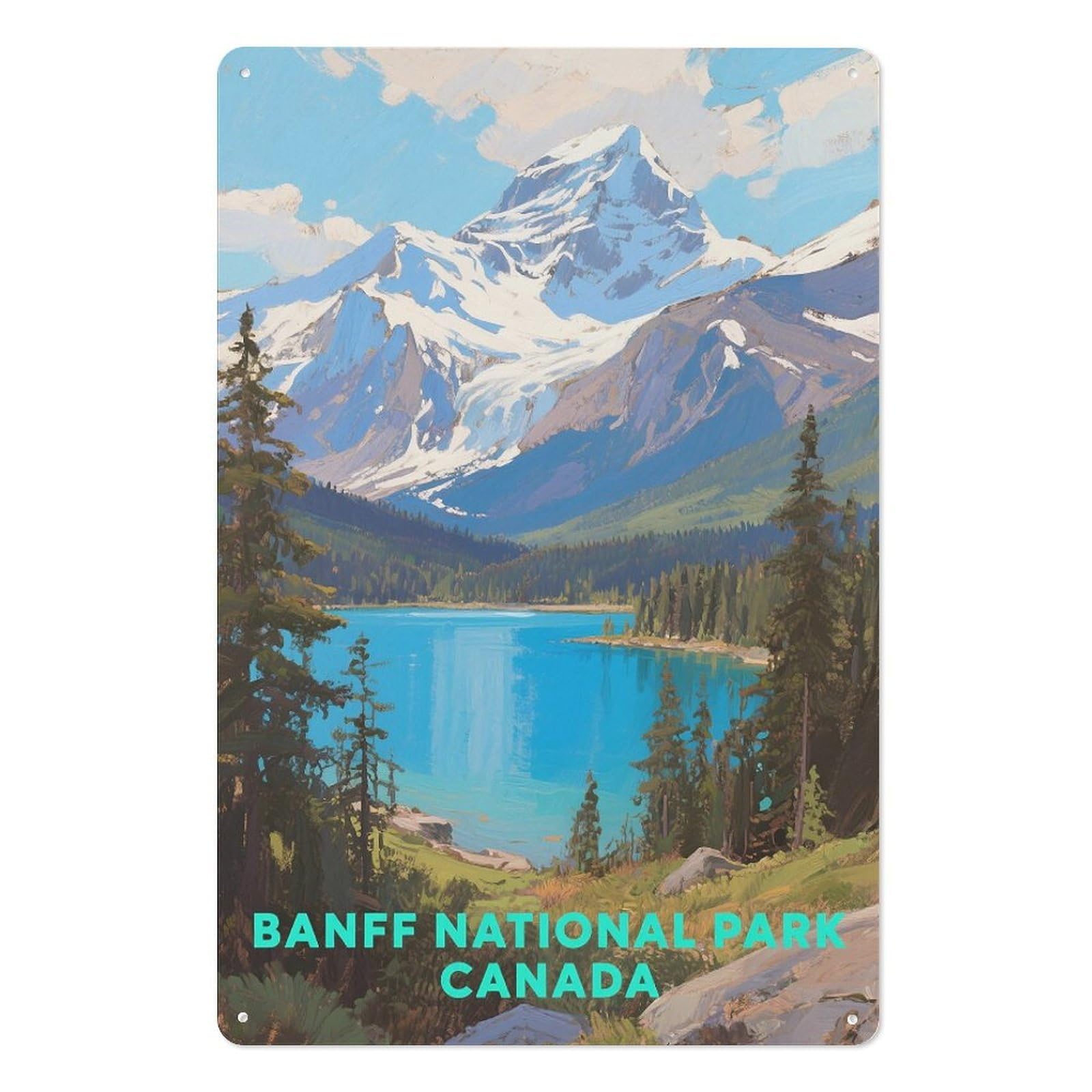 Banff National Park Canada Retro Design Tin Paintings Vintage Tin Sign 08x12inch(20x30cm) Wall Art for Home Office Bedroom Living Room Cafes Wall Decor